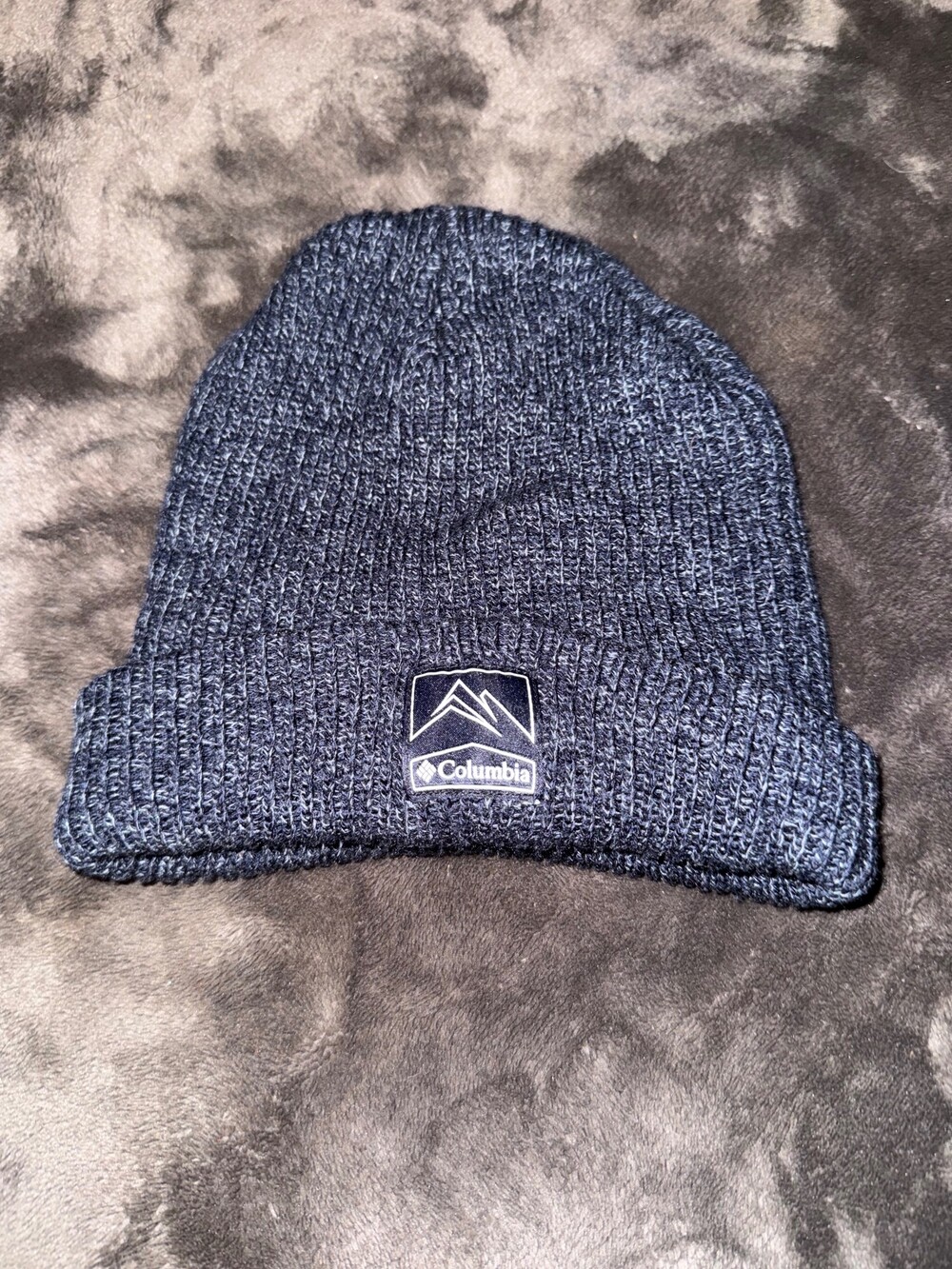 Columbia Knit Beanie Navy Blue Ribbed Winter Hat